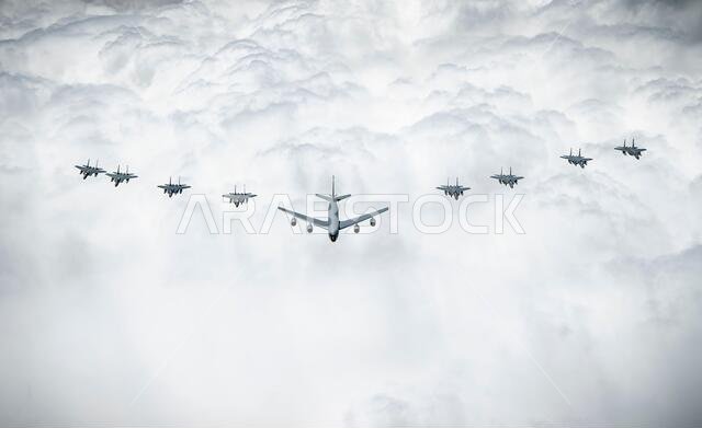 حلّقت طائرة التزود بالوقود KC-135 ستراتوتانكر التابعة لسلاح الجو الأمريكي، وطائرات F-15C إيجل وF-15E سترايك إيجل التابعة لسلاح الجو الأمريكي، وطائرات F-15SA التابعة لسلاح الجو الملكي السعودي فوق المملكة العربية السعودية خلال مشاركتها في مناورة تشكيل جوي واسعة النطاق، في 10 سبتمبر 2020. وتواصل القيادة المركزية للقوات الجوية الأمريكية (AFCENT) بناء وتعزيز شراكاتها الإقليمية من خلال التدريب المشترك، وتكامل القدرات، وزيادة قابلية التشغيل البيني، وذلك لتوفير عمليات قتالية سريعة وفعّالة من مواقع راسخة حلّقت طائرة التزود بالوقود KC-135 ستراتوتانكر التابعة لسلاح الجو الأمريكي، وطائرات F-15C إيجل وF-15E سترايك إيجل التابعة لسلاح الجو الأمريكي، وطائرات F-15SA التابعة لسلاح الجو الملكي السعودي فوق المملكة العربية السعودية خلال مشاركتها في مناورة تشكيل جوي واسعة النطاق، في 10 سبتمبر 2020. وتواصل القيادة المركزية للقوات الجوية الأمريكية (AFCENT) بناء وتعزيز شراكاتها الإقليمية من خلال التدريب المشترك، وتكامل القدرات، وزيادة قابلية التشغيل البيني، وذلك لتوفير عمليات قتالية سريعة وفعّالة من مواقع راسخة