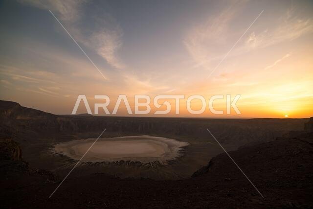 Sunrise over Wahba Volcanic Crater Saudi arabia