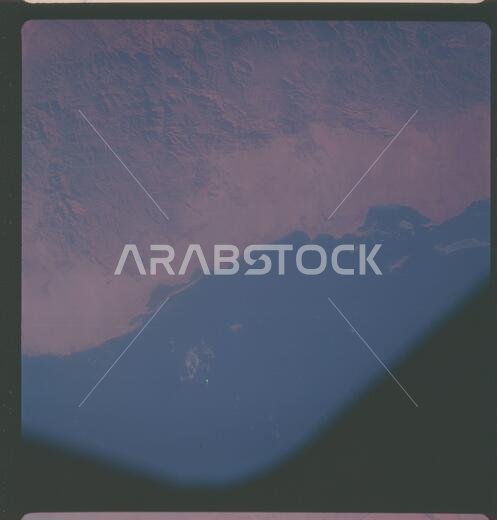 AS07-05-1613 - Apollo 7 - Apollo 7 Mission, Saudia Arabia, Red Sea, Coast of Al Lith; Scope and content:  The original database describes this as: Description: Apollo 7,Saudia Arabia,Red Sea,Coast of Al Lith. Dark, near vertical. Clouds cover: 0%%; Altitude: 132 miles. Latitude: 20 degrees,00' North,Longitude: 40 degrees 23' East. Original film magazine was labeled Q. Camera Data: Hasselblad 500-C; Lens: Zeiss Planar,F/2.8,80mm; Film Type: Kodak SO-121,Aerial Ektachrome; Filter: Wratten 2A. Flig