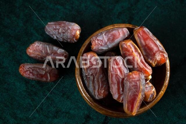 Dried date fruit in the plate