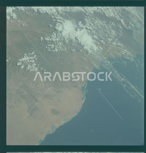 AS09-23-3605 - Apollo 9 - Apollo 9 Mission image - Earth Observation - Saudi Arabia; Scope and content:  The original database describes this as: Description: Oblique Earth Observation taken by the Apollo 9 crew. View is of Saudi Arabia, Abu Latt Island and the Red Sea.  Film magazine was D,film type was SO-368 Ektachrome with 0.460 - 0.710 micrometers film / filter transmittance response and haze filter,80mm lens. Latitude was 20.18 N by Longitude 40.21 E, Overlap was 0%%, Altitude miles were 9