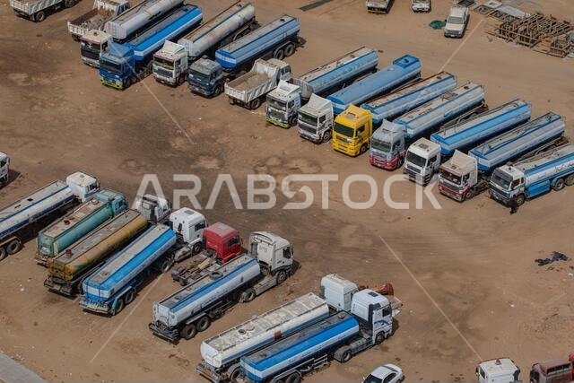 a group of trucks parked in a field, Jeddah, Saudi Arabia, 2020