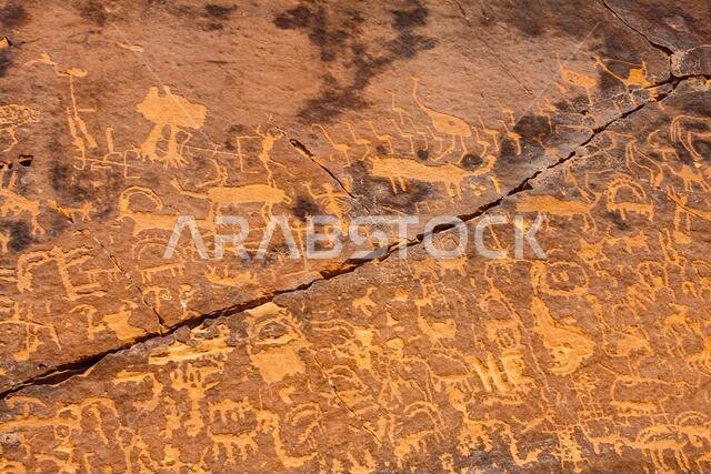 Graffiti Rock (Musayqirah Petroglyphs, Qaryat al Asba), Riyadh Province, Saudi Arabia