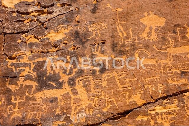 Graffiti Rock (Musayqirah Petroglyphs, Qaryat al Asba), Riyadh Province, Saudi Arabia