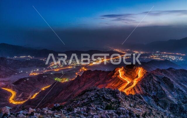 Beautiful landscape view from the Hada mountain of Taif City, Saudi Arabia