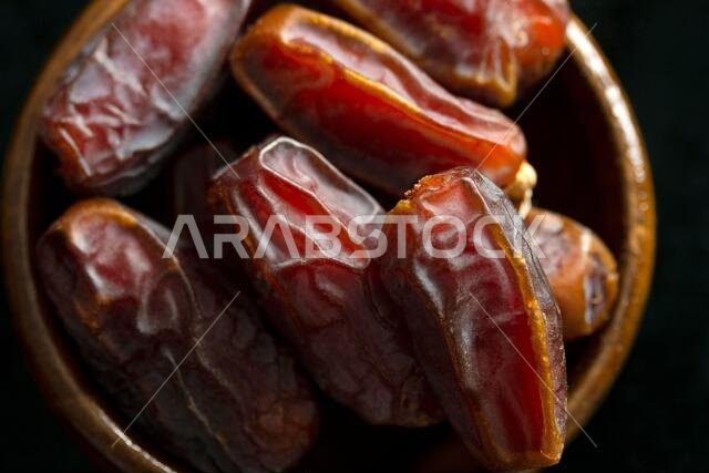 Dried date fruit in the plate