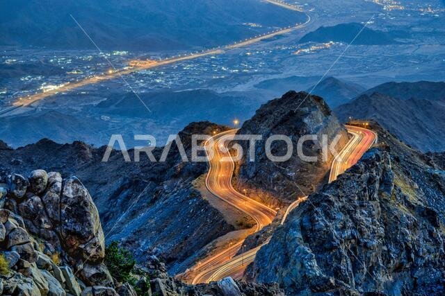 منظر طبيعي خلاب من جبل الهدا في مدينة الطائف، المملكة العربية السعودية
