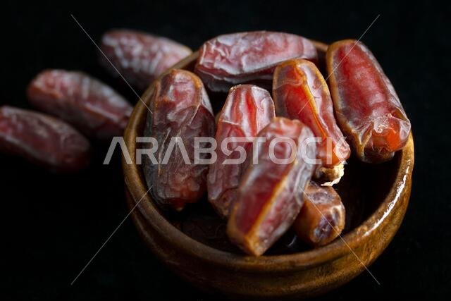 Dried date fruit in the plate