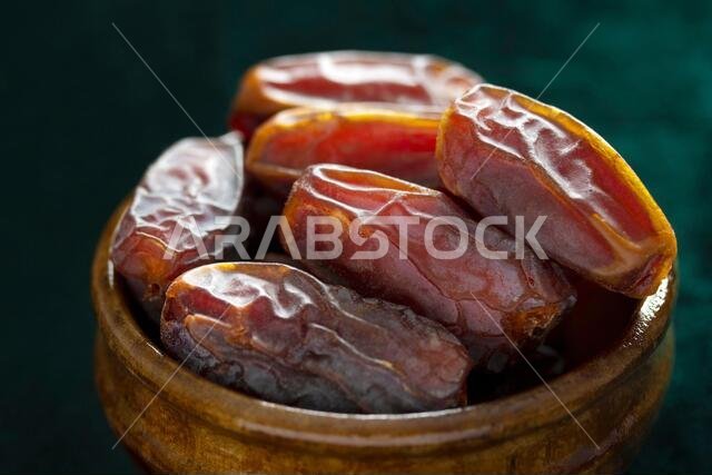 Dried date fruit in the plate