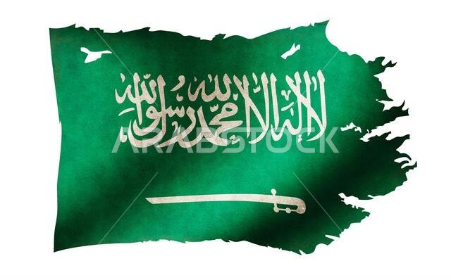 رسم توضيحي لعلم دولة متسخ وممزق / المملكة العربية السعودية