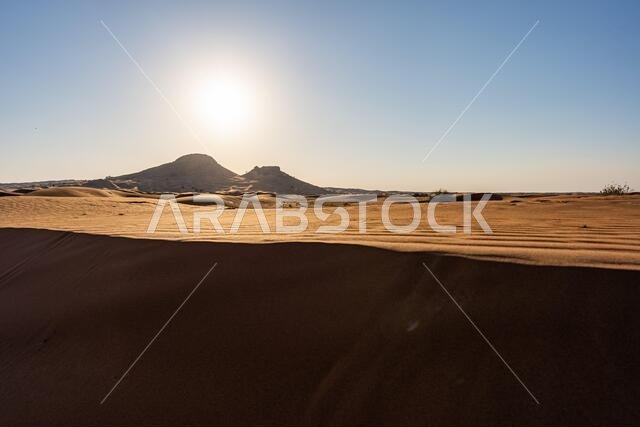 Scenic landscapes in Dubai desert on sunny day