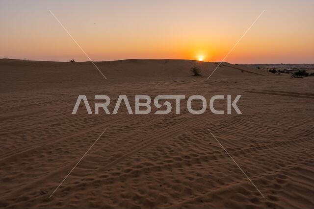 Scenic landscapes of Dubai desert during sunset