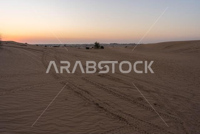 Scenic landscapes of Dubai desert during sunset