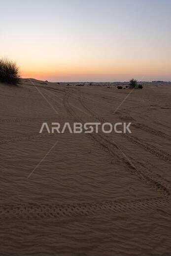 Scenic landscapes of Dubai desert during sunset