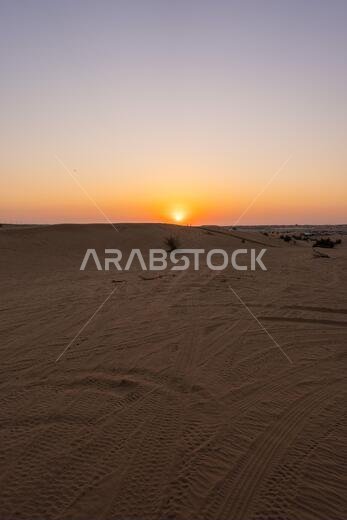 Scenic landscapes of Dubai desert during sunset