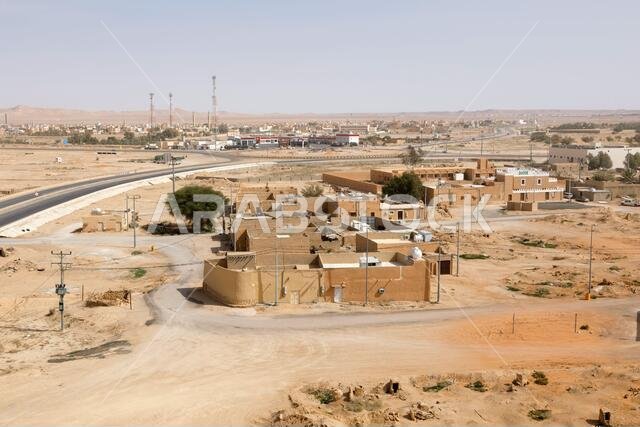 View of the small village Raghba in the middle of the desert in Saudi Arabia