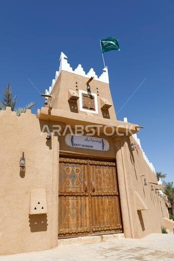 Riad, Saudi Arabia, February 14 2020: Entrance door in Al-Diraiyah in the historic district  of Riyadh in Saudi Arabia