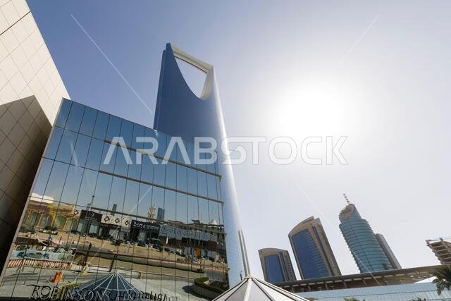 Riad, Saudi Arabia, February 14 2020: Kingdom tower in Riyadh, Saudi Arabia. Kingdom tower is a business and convention center, shopping mall and one
