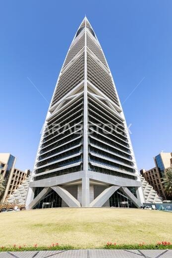 Riad, Saudi Arabia, February 14 2020: Al Faisaliah tower facade in Riyadh, Saudi Arabia. Al Faisaliah towers is a luxury hotel and the most distinctiv