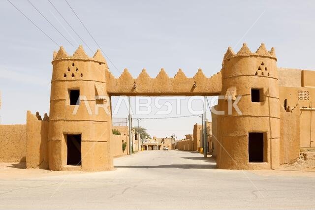 Typical building in Saudi Arabia made of clay bricks.