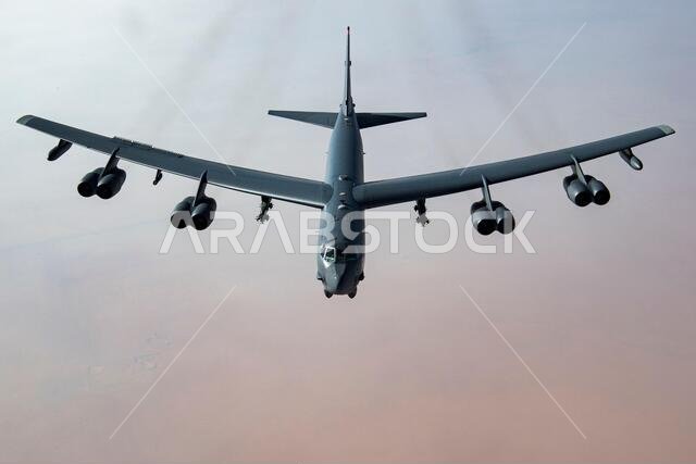 A U.S. Air Force B-52H Stratofortress strategic bomber soars across the the Saudi desert at Prince Sultan Air Base November 1, 2019 in Al Kharj, Saudi Arabia.