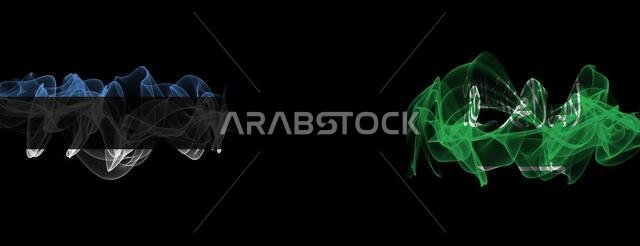 Flags of Estonia and Saudi Arabia on Black background, Estonia vs Saudi Arabia Smoke Flags