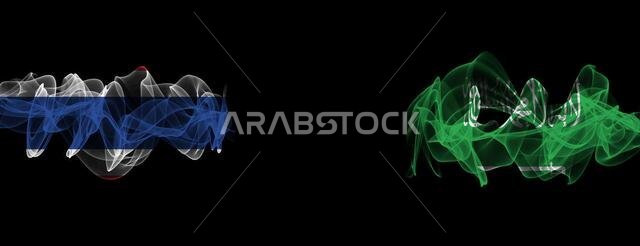 Flags of Thailand and Saudi Arabia on Black background, Thailand vs Saudi Arabia Smoke Flags