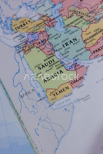 Ivanovsk, Russia - February 04, 2019: Saudi Arabia on the map of the world