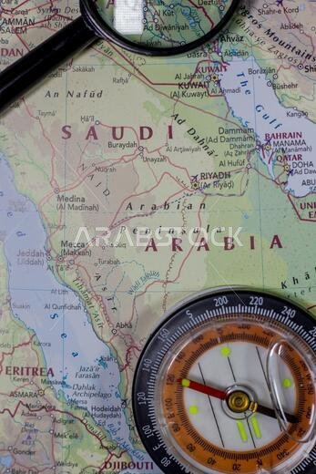 إيفانوفسك، روسيا - 4 فبراير 2019: المملكة العربية السعودية على خريطة العالم