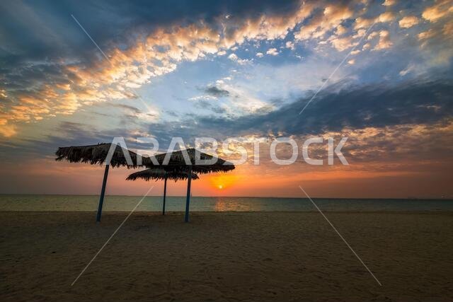 منظر صباحي لشاطئ الفناتير - الجبيل، المملكة العربية السعودية