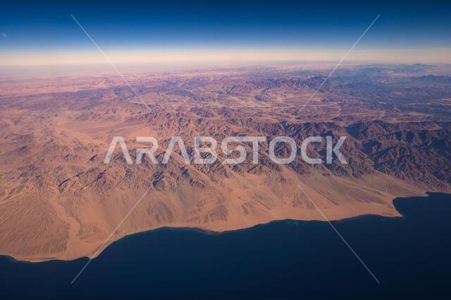 Aerial view of Saudi Arabia from the gulf of Aqaba Red Sea