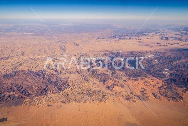 Aerial view of the Kingdom of Jordan from the gulf of Aqaba Red Sea