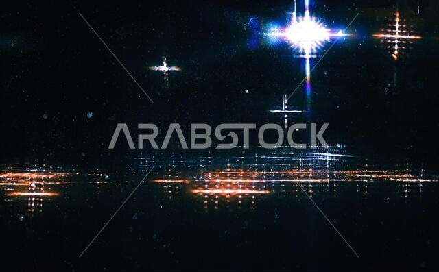 Abstract background photo with colorful diffraction grating effect over lights