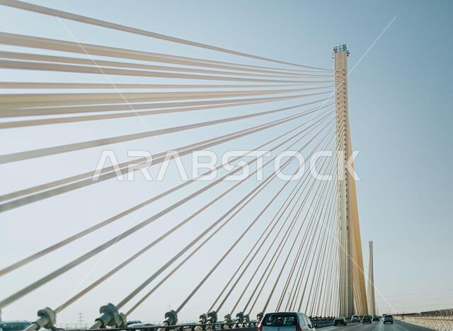 Wadi Laban Bridge, a cable-stayed bridge in Riyadh, Saudi Arabia.