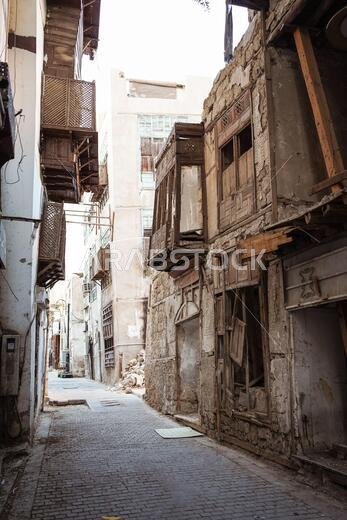 Historic wooden building in the UNESCO historic center called Al-Balad, Jeddah, Saudi Arabia