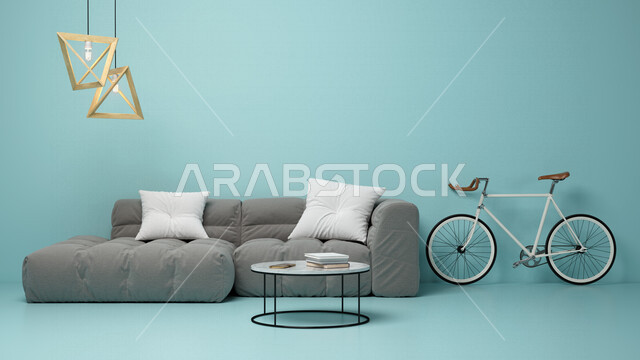 صورة لغرفة المعيشة ثلاثي الأبعاد ، تصاميم عصرية و جذابة ، ديكورات رائعة ، أثاث منزلي راقي ، تصاميم فخمة و جميلة ، شقق سكنية ، خلفية ملونة