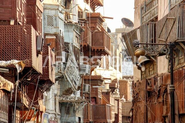 منطقة سكنية داخل الحي التاريخي (البلد) في جدة، المملكة العربية السعودية