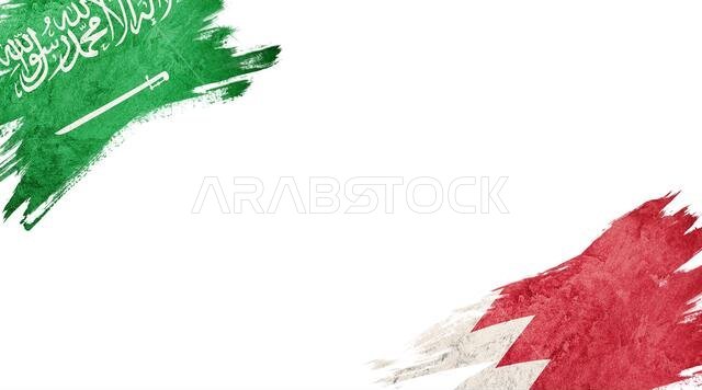 Flags of Saudi Arabia and Welsh on White Background