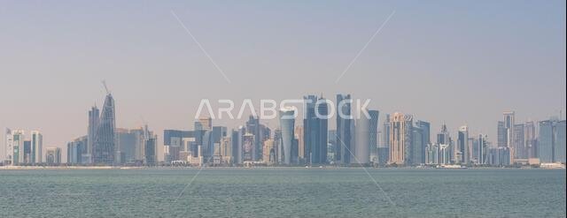 Doha, Qatar - probably the most notable landmark in Doha, the Corniche is a waterfront promenade extending for seven kilometers along Doha Bay