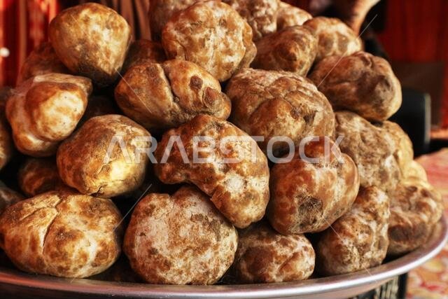 Truffles harvested in the deserts of Saudi Arabia, Iraq, and Iran on sale in market in Kuwait