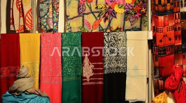 colorful fabrics in the Eastern markets