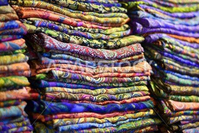 colorful fabrics in the Eastern markets