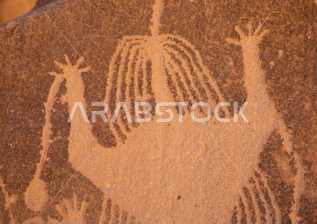 Petroglyphs of Aliya the goddess of fertility, Najran Province, Thar, Saudi Arabia