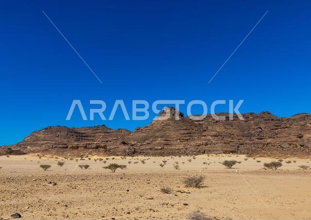 Hill in the desert where can be found ot of petroglyphs, Najran Province, Thar, Saudi Arabia
