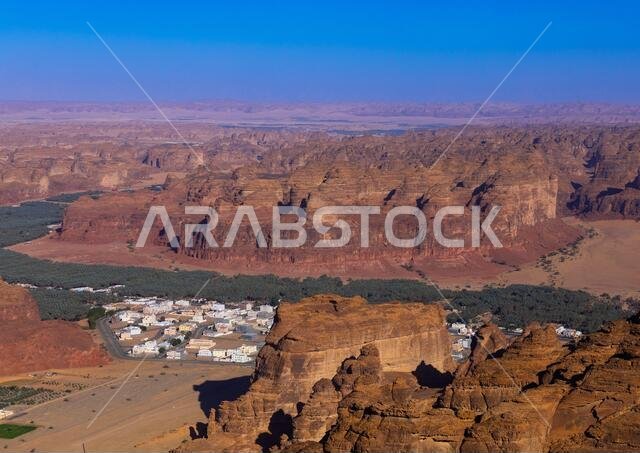 Oasis in the middle of the wadi al-Qura, Al Madinah Province, Alula, Saudi Arabia