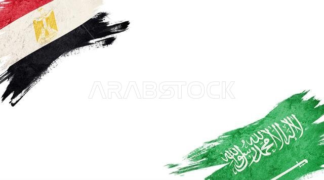 Flags of Egypt and Saudi Arabia on white background
