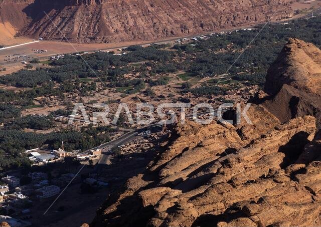 The old town in the middle of the wadi al-qura, Al Madinah Province, Alula, Saudi Arabia