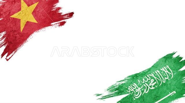 أعلام فيتنام والمملكة العربية السعودية على خلفية بيضاء