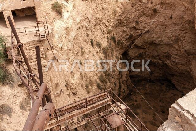 The water collecting reservoir at the abandoned and dilapidated surface water collecting and treatment plant in Khafs Daghrah, Saudi Arabia