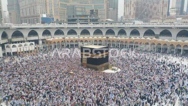 MECCA, SAUDI ARABIA, September 2016 - Muslim pilgrims from all over the world gathered to perform Umrah or Hajj at the Haram Mosque in Mecca, Saudi Ar